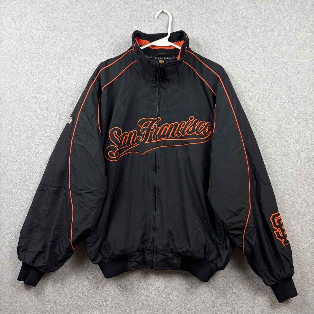 San Francisco Giants Jacket Mens Large Black Majestic Therma Base Dugout MLB